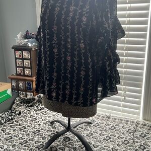 Floral Black Sheer Women's Top